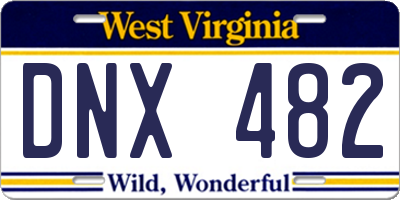 WV license plate DNX482