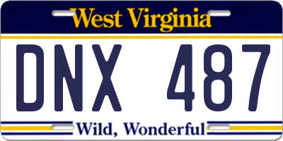 WV license plate DNX487