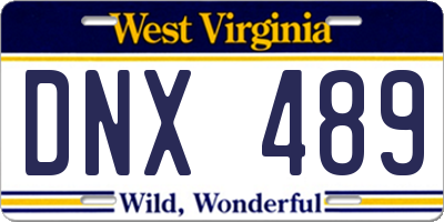WV license plate DNX489