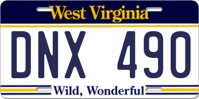 WV license plate DNX490