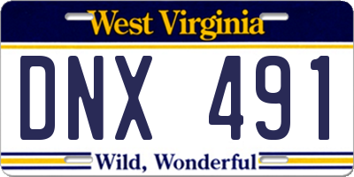 WV license plate DNX491