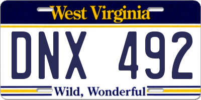 WV license plate DNX492