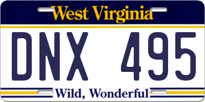 WV license plate DNX495