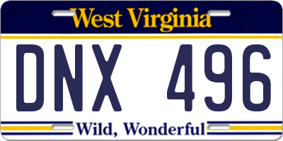 WV license plate DNX496