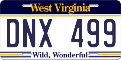 WV license plate DNX499