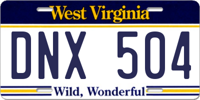 WV license plate DNX504