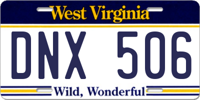 WV license plate DNX506