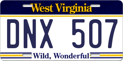 WV license plate DNX507