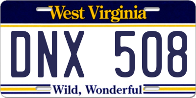 WV license plate DNX508