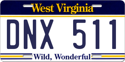 WV license plate DNX511