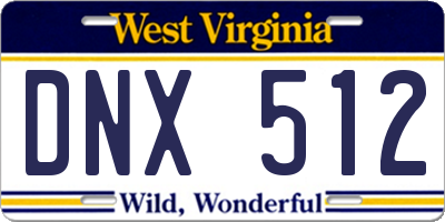 WV license plate DNX512