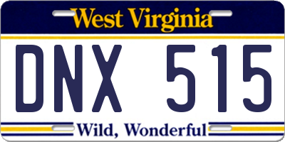 WV license plate DNX515