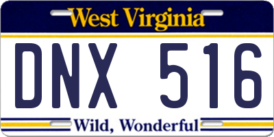 WV license plate DNX516