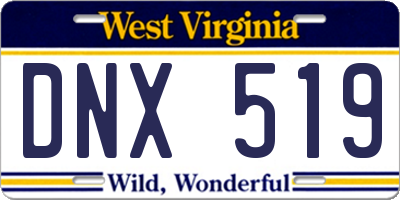 WV license plate DNX519