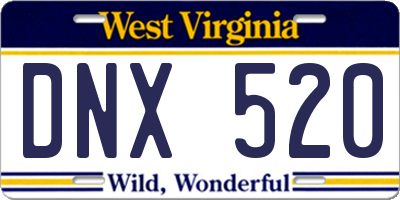 WV license plate DNX520
