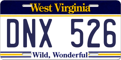 WV license plate DNX526