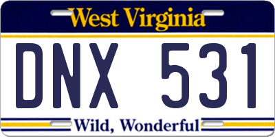 WV license plate DNX531