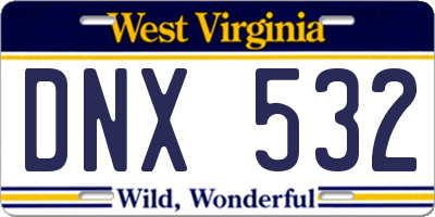WV license plate DNX532