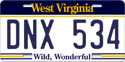 WV license plate DNX534