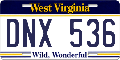 WV license plate DNX536