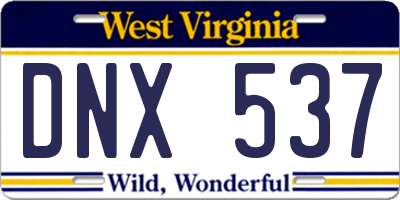 WV license plate DNX537