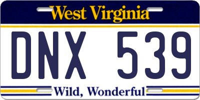 WV license plate DNX539