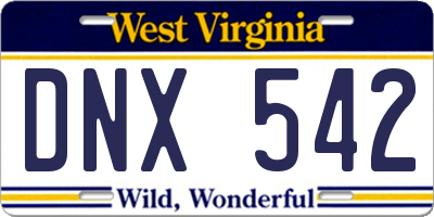 WV license plate DNX542