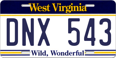 WV license plate DNX543