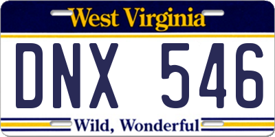 WV license plate DNX546