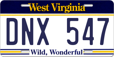 WV license plate DNX547