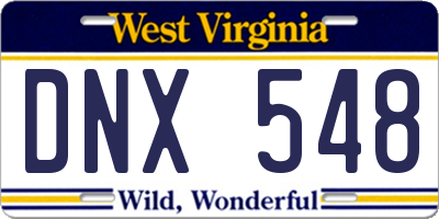 WV license plate DNX548