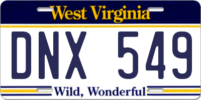 WV license plate DNX549