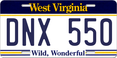 WV license plate DNX550