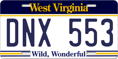 WV license plate DNX553