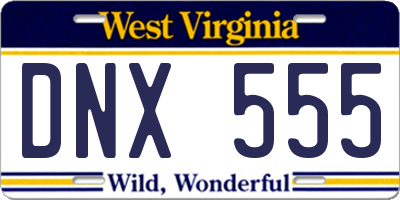 WV license plate DNX555