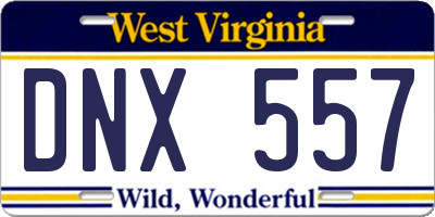 WV license plate DNX557