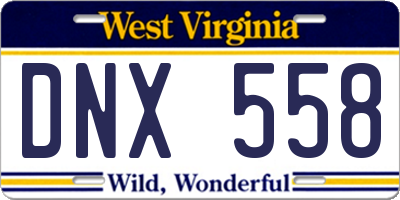 WV license plate DNX558