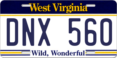 WV license plate DNX560