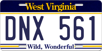 WV license plate DNX561