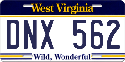 WV license plate DNX562