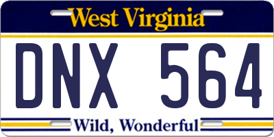 WV license plate DNX564