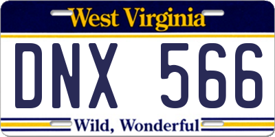 WV license plate DNX566