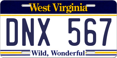 WV license plate DNX567
