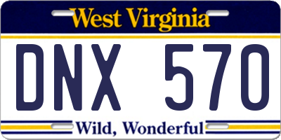 WV license plate DNX570