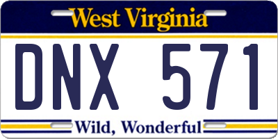 WV license plate DNX571