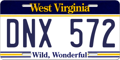 WV license plate DNX572
