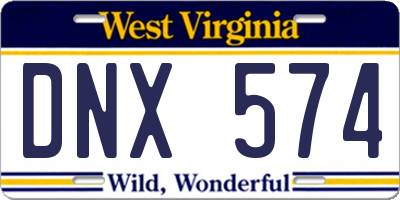 WV license plate DNX574