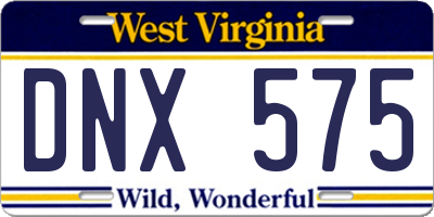 WV license plate DNX575