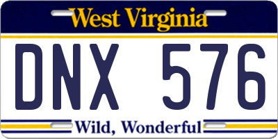 WV license plate DNX576