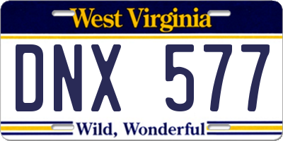 WV license plate DNX577